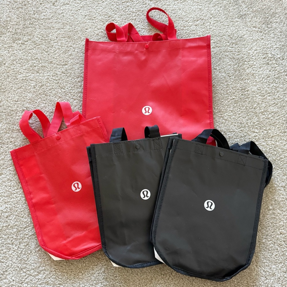Lululemon Red and Black Tote Bags